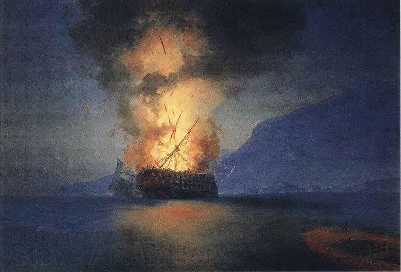 Ivan Aivazovsky Exploding Ship Norge oil painting art